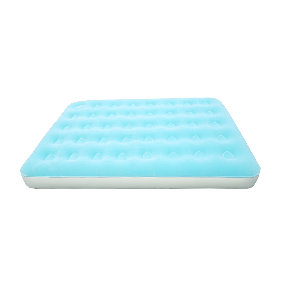 manufacturer OEM PVC Flocked Inflatable Air Mattress for Camping Travel Foldable Air Bed Flocked top