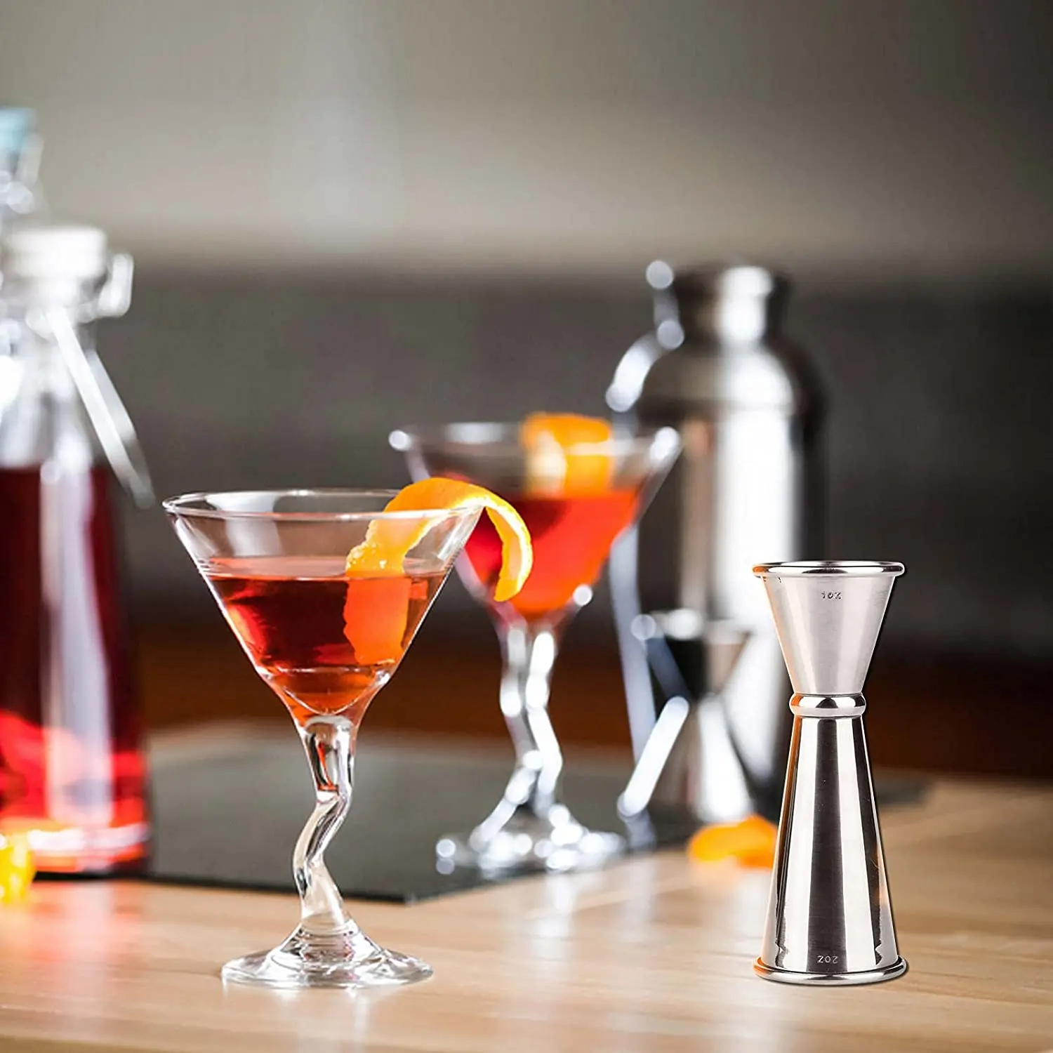Durable Factory Direct Transparent Double Cocktail Jigger Food Grade Measuring Cup PC Plastic Cocktail Bar Jigger