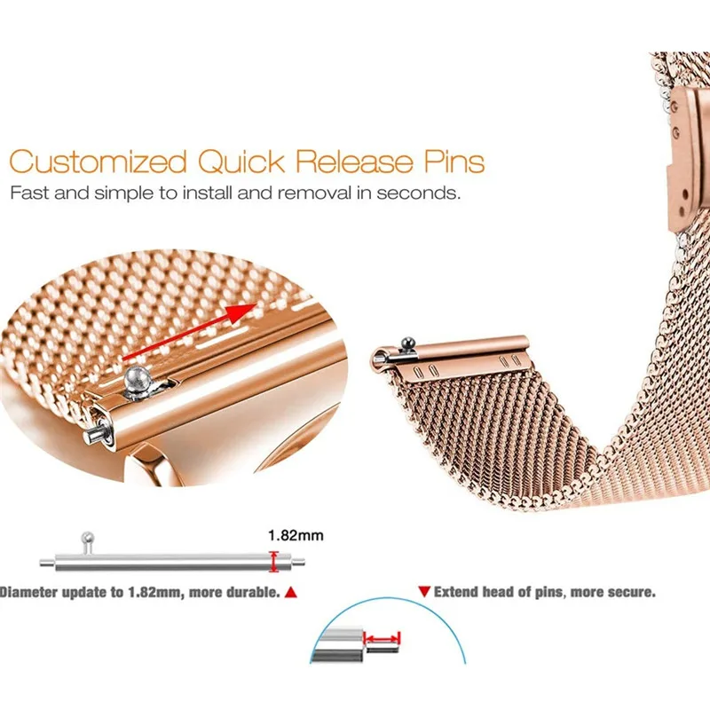 20mm/22mm Watchband Strap for Xiaomi Huami Amazfit Bip U/S Pace Lite Youth GTS 2 2e Milanese Smart Bracelet Bands Sport Correa