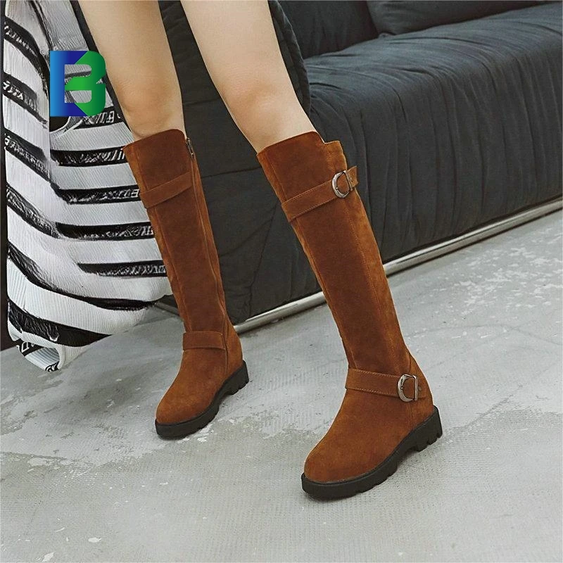 Barchon XYF4344 black red brown suede boots for women 2024 trending zip spring custom shoes flats long boots womens shoes