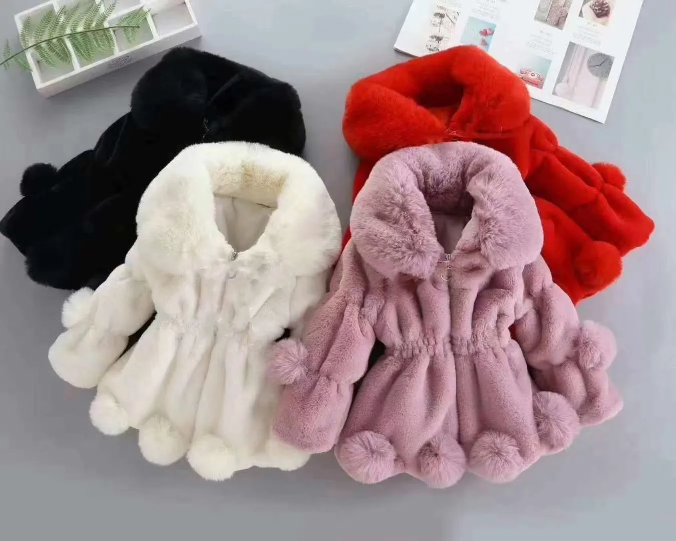 Baby Girl Jackets Girls Outerwear Coats Winter Kids Jacket Velour Fabric Garment Lovely Bow Baby Girl Clothes