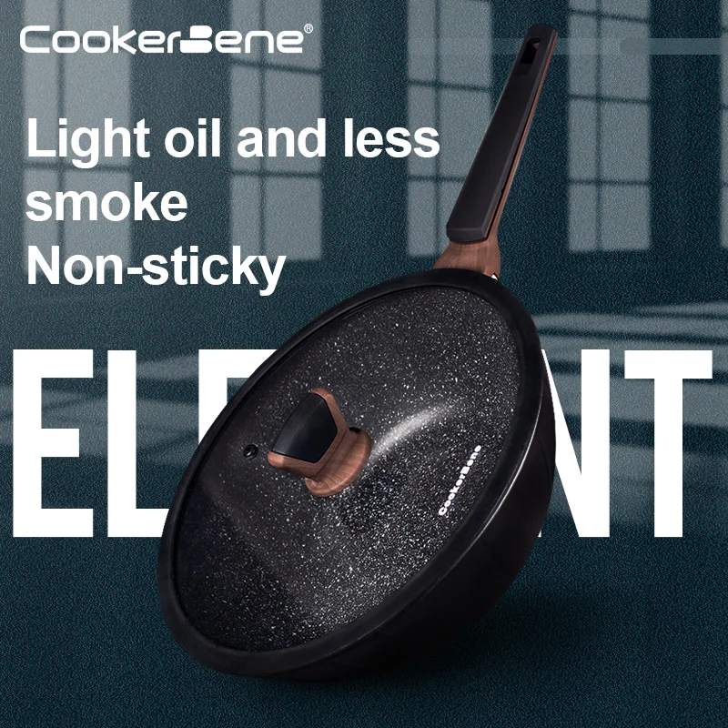 30cm High quality wok with lid egg frying pan aluminum non sticky fry pan