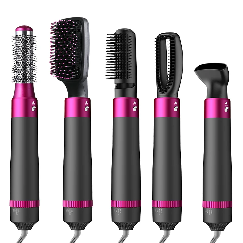 Electric Straightener Curler Hot Air Brush Blow Dryer Volumizer 5 in 1 Hair Styler 1200W Hair Dryer Brush Styling Toot Set