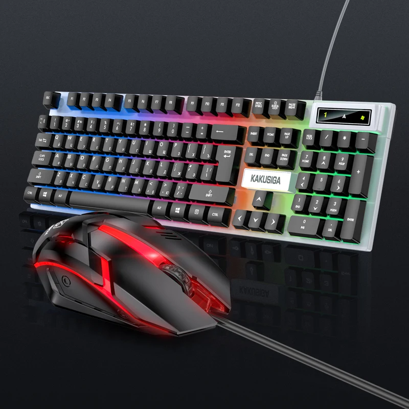 KAKUSIGA&JOKADE  LED Gaming Mouse Keyboard Combo fashion colorful computer  keyboard and mouse set (Russian version)