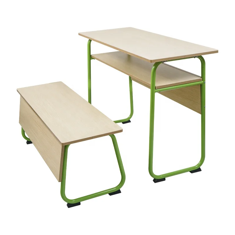 School Furniture Student Desk and Chair Sets With Two Seats Bench School Table and Chair Wooden