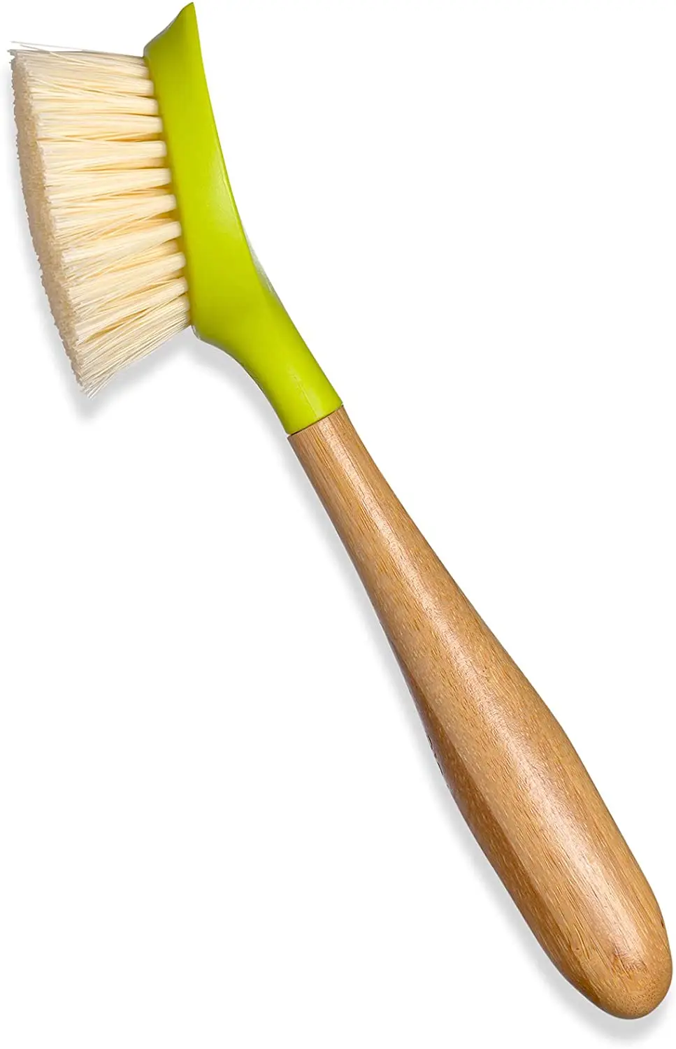 Long Handle Brush Dish Scrubber with Built-In Food Scraper Bamboo Dish Brush Pan Pot Dish Sink Brush
