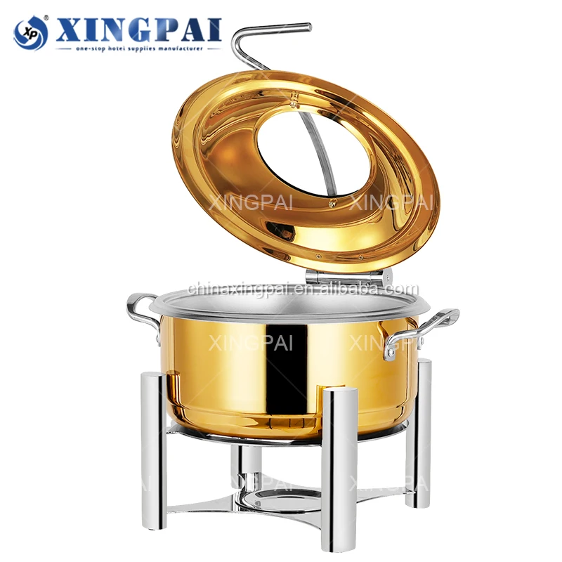 XINGPAI arabic restaurant hotel supplies chafing dish buffet set luxury gold chafing dish with stainless steel base