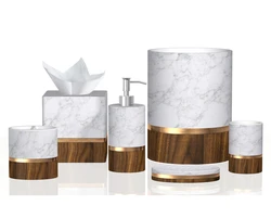 Marble Effects fashion Resin Bathroom Accessories Set for Home Hotel