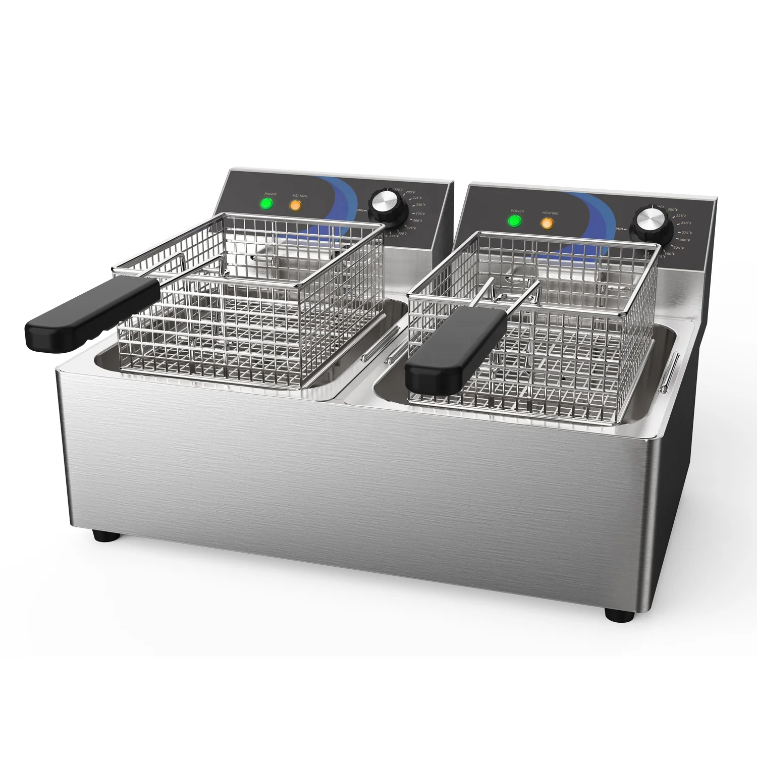 Коммерческая электрическая фритюрница с двойным резервуаром из нержавеющей стали 2 корзинами для кухни и ресторана