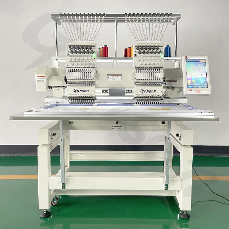 Top quality heavy frame 2 heads cap shirt logo design sewing industrial two heads embroidery machine computerized for sale