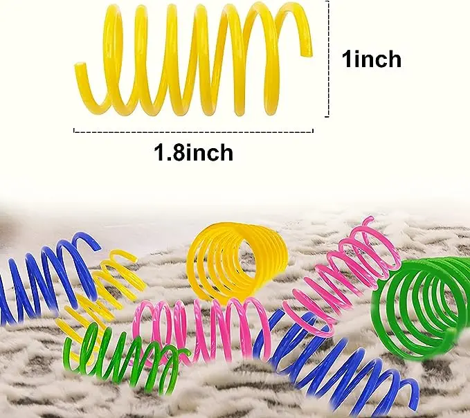 30 Pack Cat Spiral Springs for Indoor Cats, Colorful & Durable Plastic Spring Coils Attract Cats to Swat, Bite, Hunt