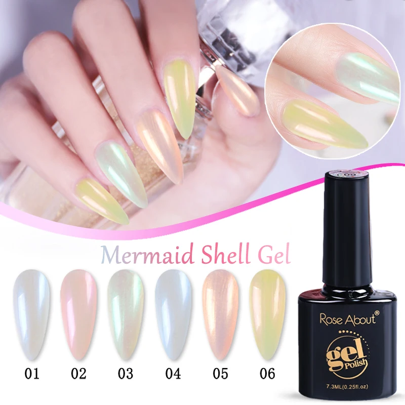 Rose About 2023 New Fashion High Shinning Pearl Gel Polish Nail Art Painting 7.3ml UV Gel Soak Off UV Semi Pigment