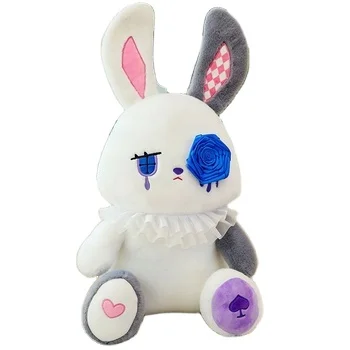 Dark & Sad Rabbit Doll Unisex White Rabbit Stuffed Plush Toy Cute Cartoon Rabbit Comfort Toy Soft Features-Wholesale