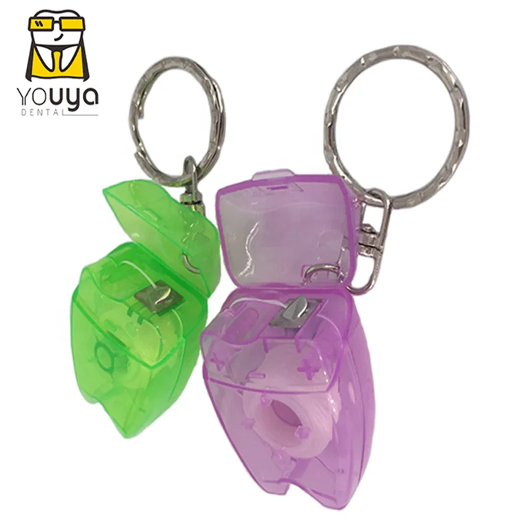 Заводская цена Minty Floss Dental Floss Tooth Keychain, зубная нить в форме зуба