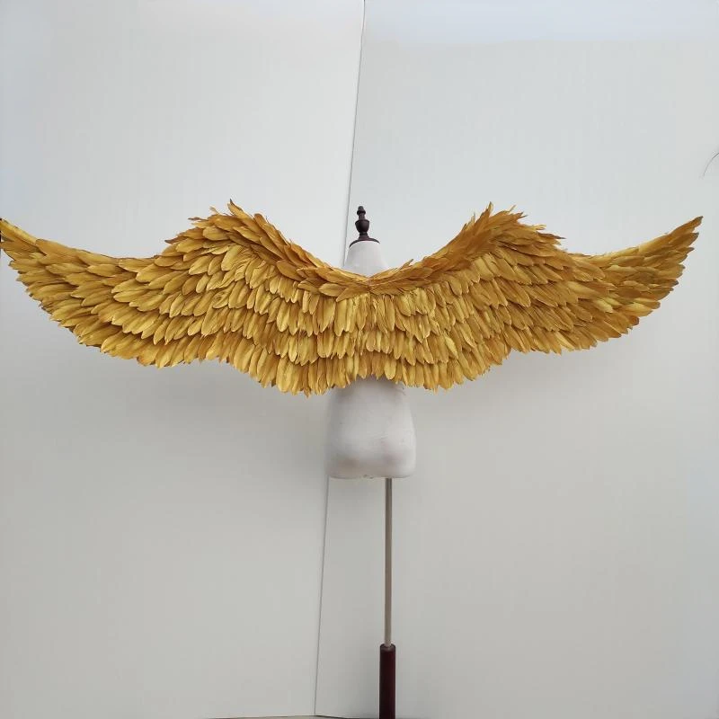 Model show props angel wings adult golden large hand made feather angel wings