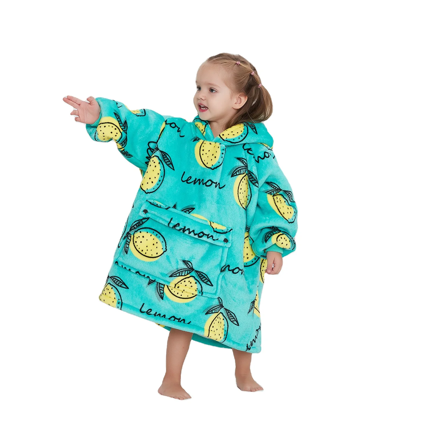 Oversized custom Blanket Sweatshirts for Kids Super Soft Fluffy Sherpa Flannel Hoodie Sweatshirt wearable hoodie blankets kids