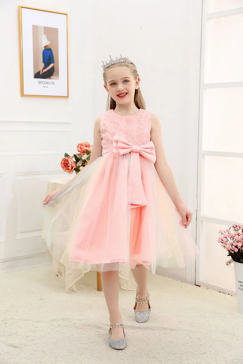 Wholesale Custom Flower Girl Dresses Wedding Kids Lace Birthday Dress Girls Kids Princess Tutu Dress For Kids