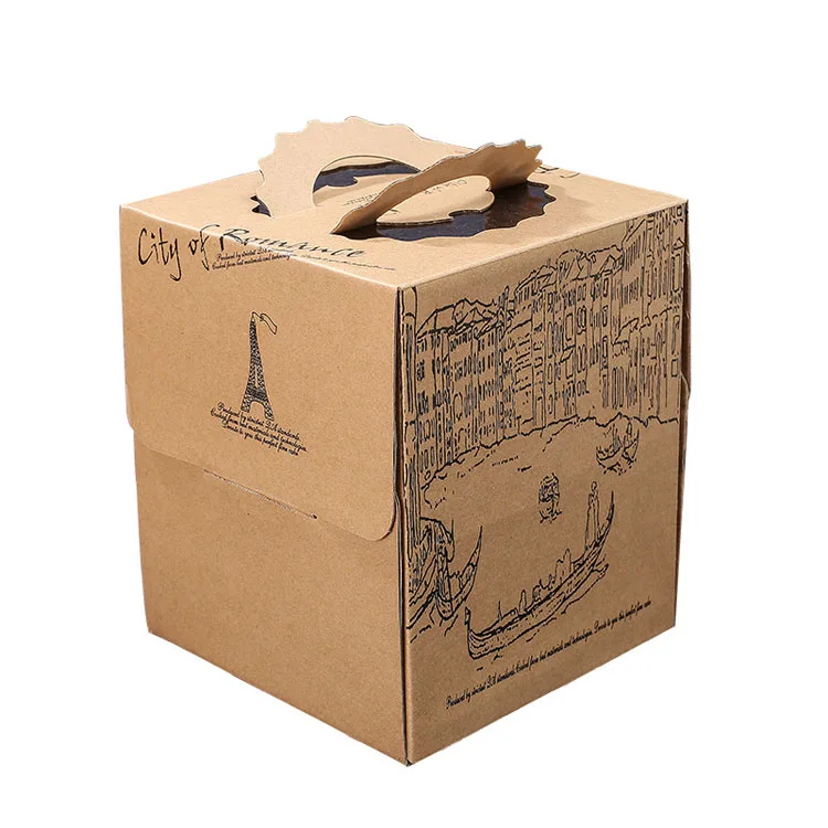 Special Offer Fashionable Colored Square Cardboard Paper Customized With Handle Boxes For Cake Packing