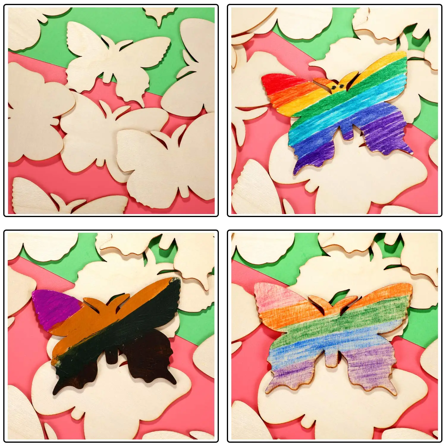 40 Pieces Butterfly Unfinished Wooden Blank Wood Butterfly Shaped Slices Cutouts for DIY Painting Handmade Home Decorations