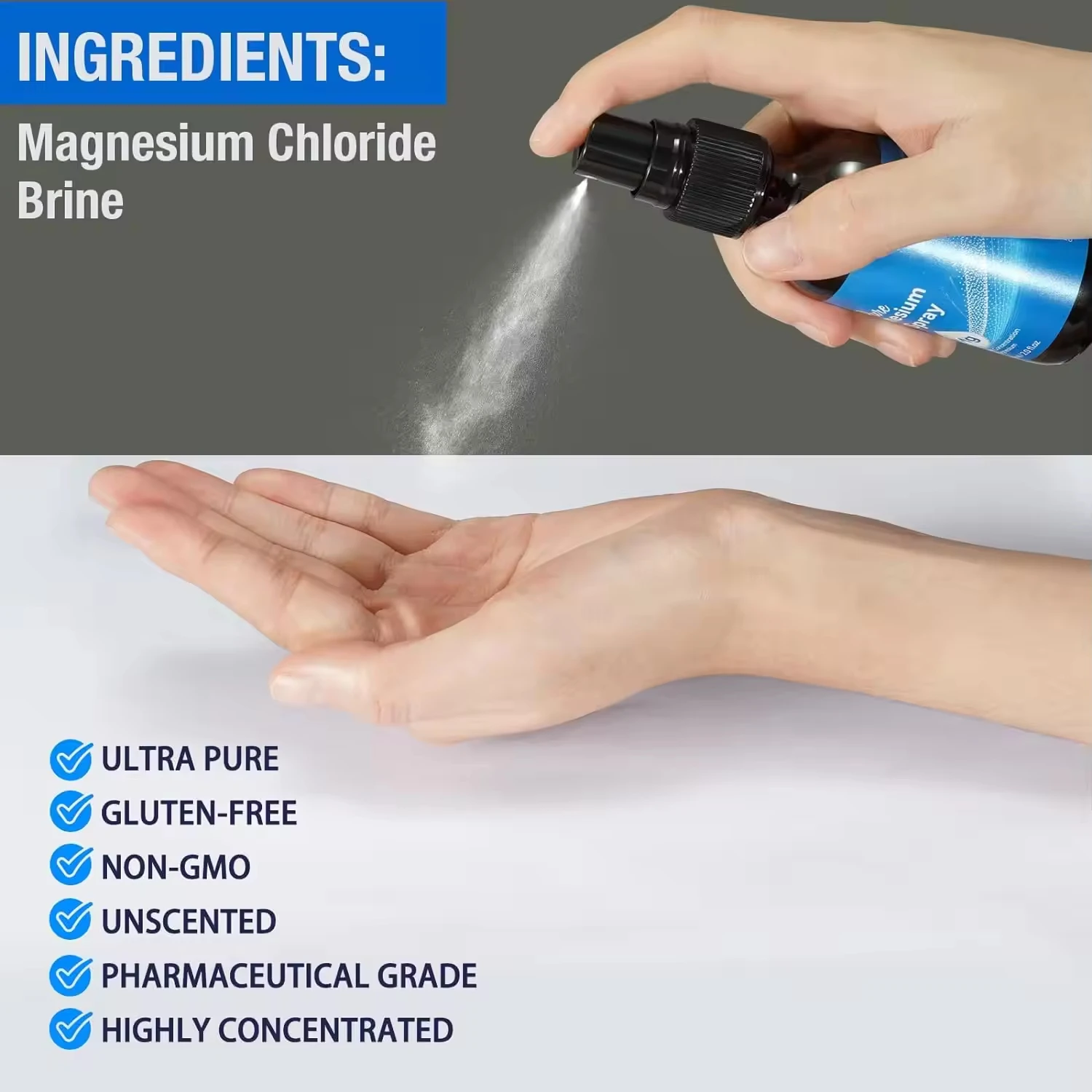 Private Label Natural Essential Oil Highest Quality Pharmaceutical Grade Unscented Pure Magnesium Oil Spray