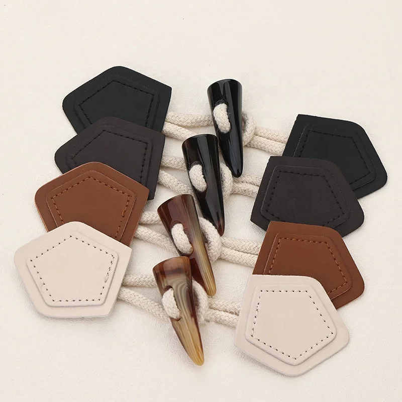 Woolen Coat Trench Coat Button Hot Sale No Pin Buckle Custom Brand Logo Leather Toggles Clothes Coats Horn Toggles Buttons