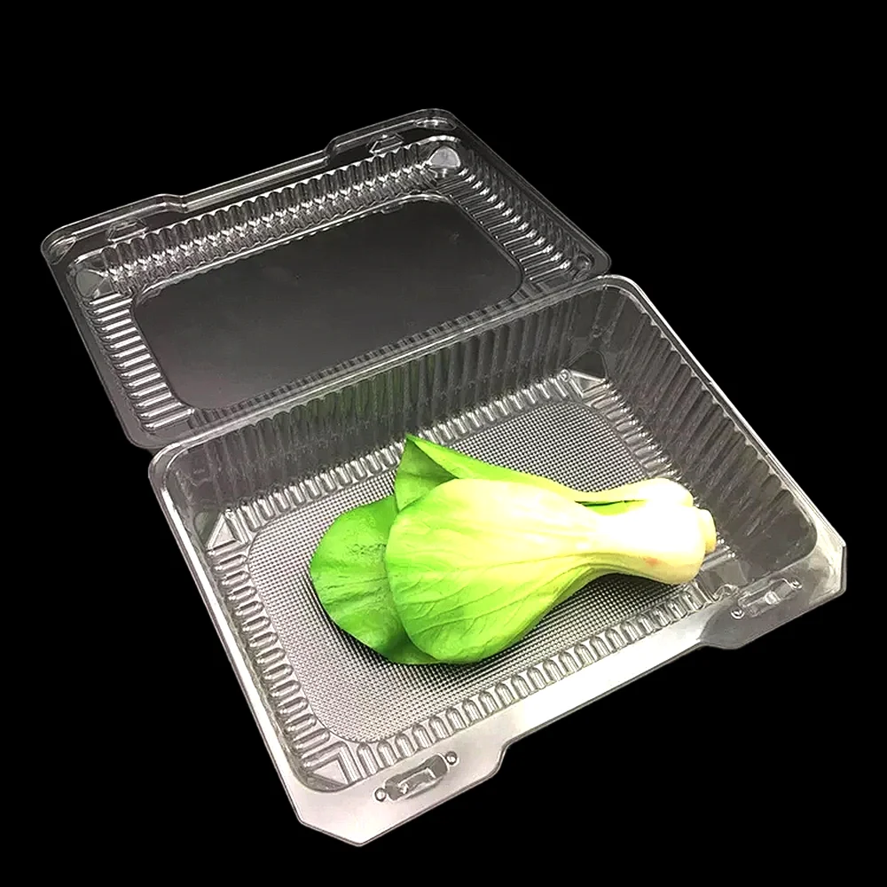 Wholesale Clear PET Plastic Clamshell Vegetable Packaging Fruit Box For Supermarket