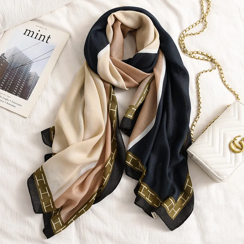 Famous Designer Brand Indonesia Hijab Women Cotton Hair Scarves Viscose Muslim Hijabs Jilbab Pakistan Foularb Shawls