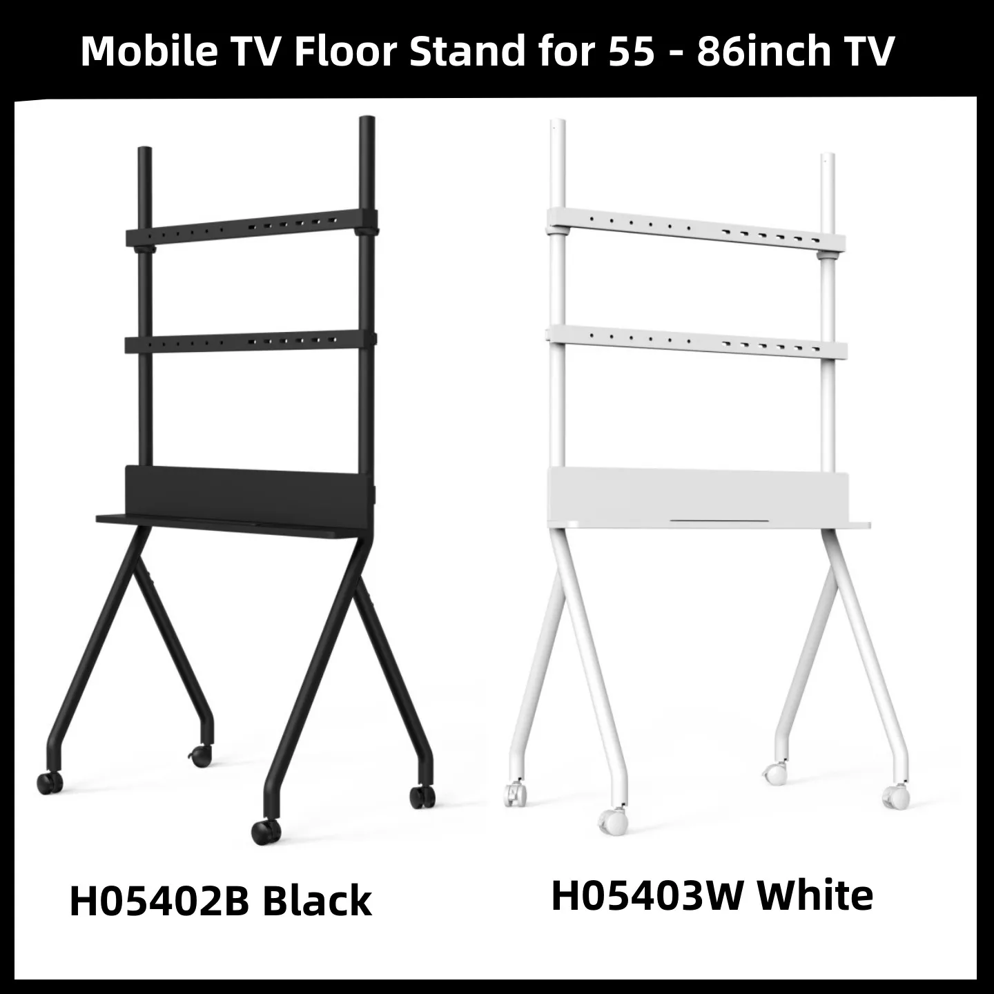 Artistic Easel Mobile TV Stand for 55 - 86 inch LCD LED Flat Curved Screens TVs Studio TV Display Stand with Height Adjustable
