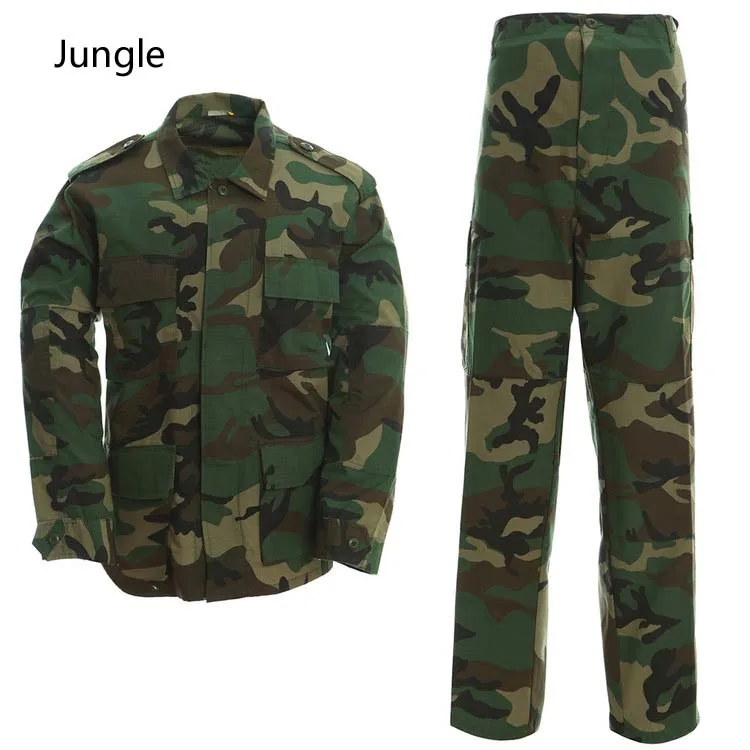 Wholesale Work Training BDU Uniforms Sets Outdoor Rip Top Khaki Camouflage Shirts Cargo Pants Men Tactical Uniform