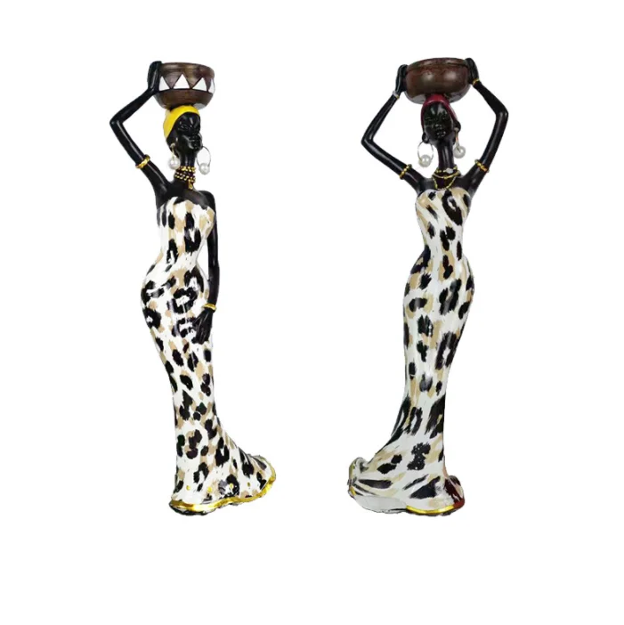 Amazon Hot Modern Art Polyresin African Women Figurines Set Desktop Decoration Resin Ornaments