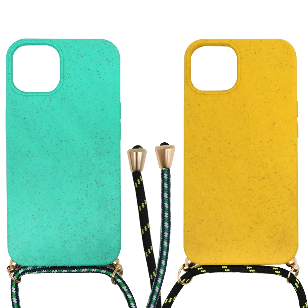 Necklace Case Strap Shockproof Mobile Phone Bag Accessories Biodegradable Composite Recycle Phone Case For iPhone 14 13 Pro Max
