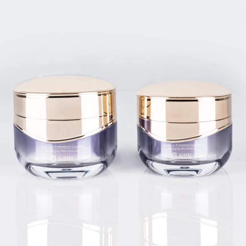 Wholesale Customized Plastic Empty Lilac Gradient Lotion Bottle Eye Cream Jar with Golden Lid 50g 30g