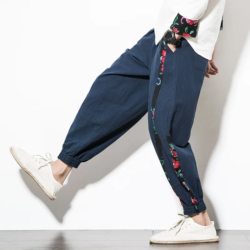 Dropship mens Harem pants high street Black mens pants loose Polycotton pants