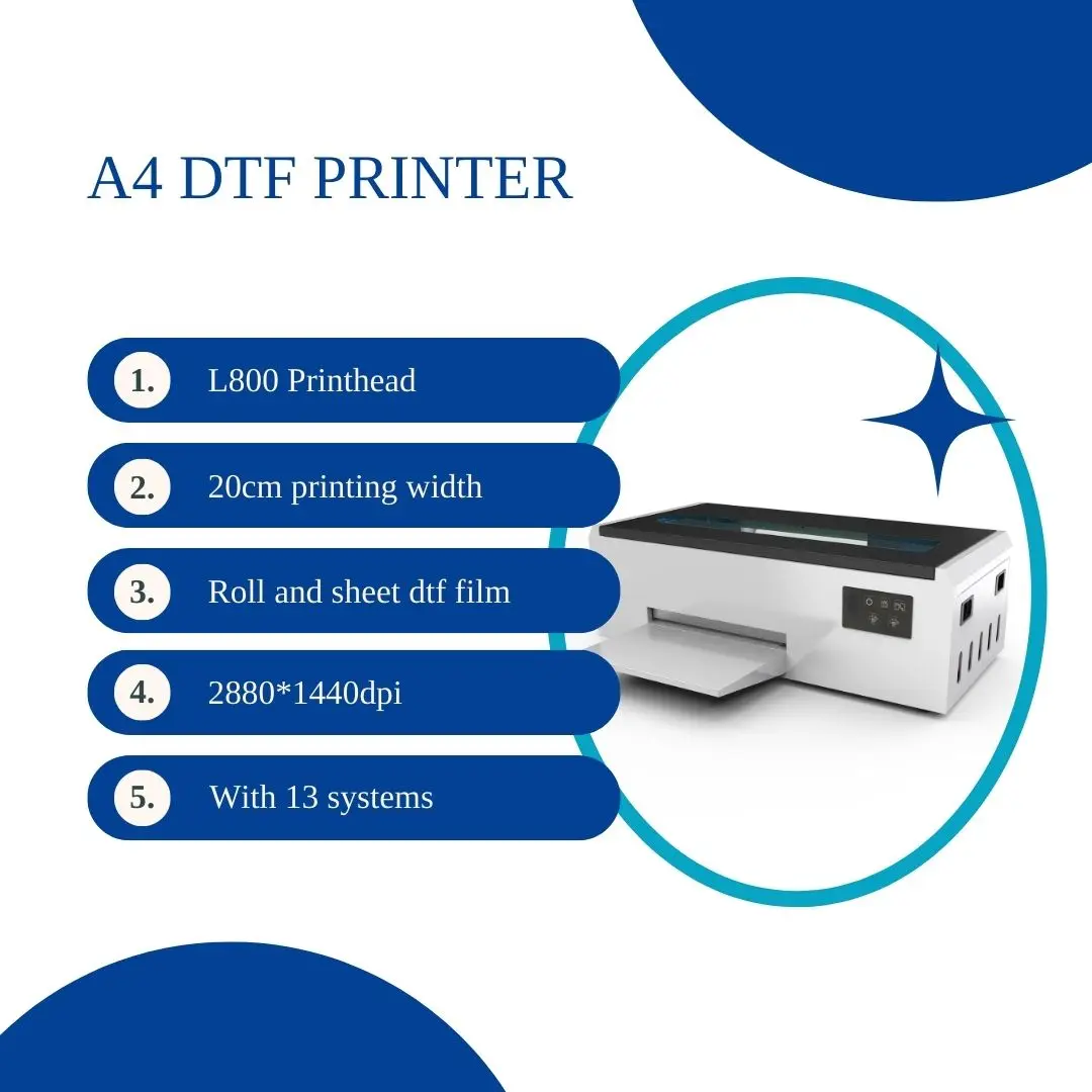 Reizjet Desktop Impressora Inkjet A4 DTF Printer Industrial T Shirt Mini LOGO Printing Machines For Small Business At Home