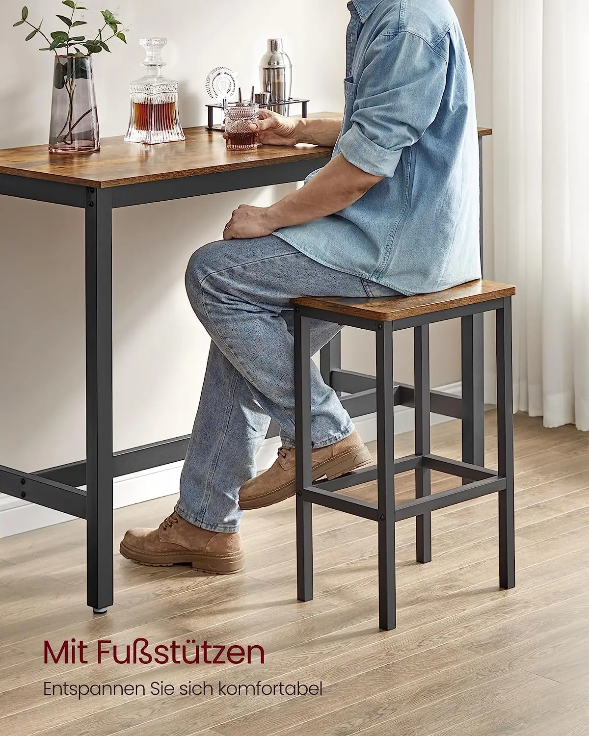 Modern Counter Height Kitchen Bar Table Stools and Restaurant Dining Table Set for Breakfast Nook Living Room Small Space