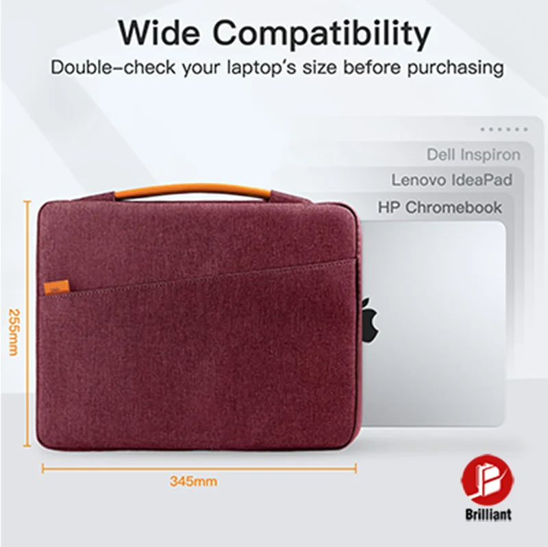 13-16 Inch Laptop Sleeve Waterproof Briefcase with Portable Handle Accessory Pocket Protective Notebook Bag For MacBook Air/Pro