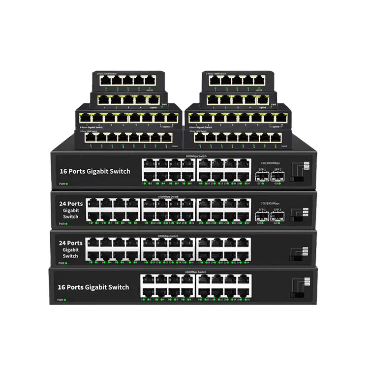 Unmanageable Gigabit Network Reverse Ethernet Industrial 4 8 16 24 Ports Network Switch