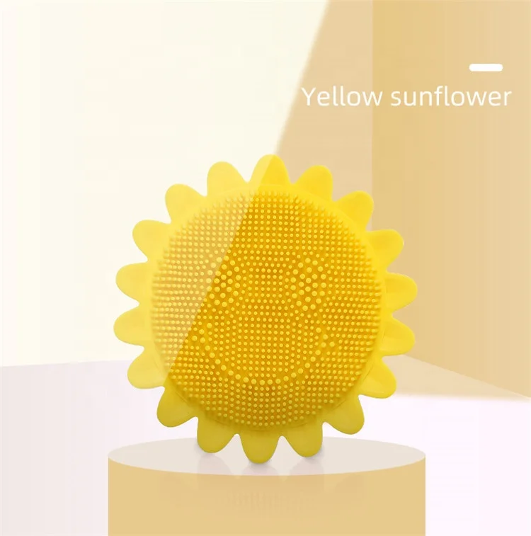 Children kids infant baby Soft Silicone sunflower Shower Body Cleaning Massage Brush for baby spa