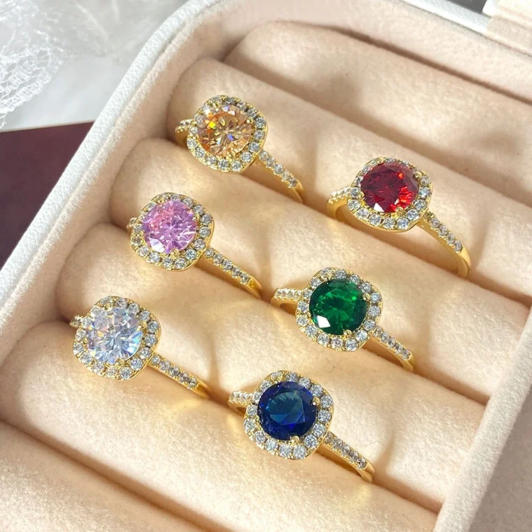 ready to ship cubic zircon 925 silver wedding gold finger Ring for women