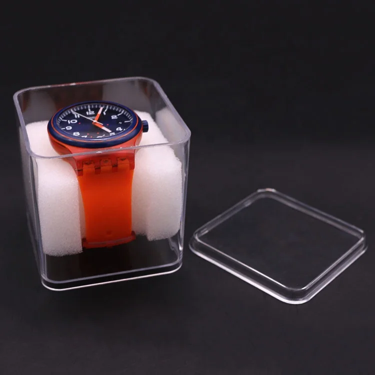 Watch Boxes & Cases Travel Jewelry Watch Box Transparent Mechanical Quartz Custom Logo Square Plastic Customized Logo PS 100 Pcs