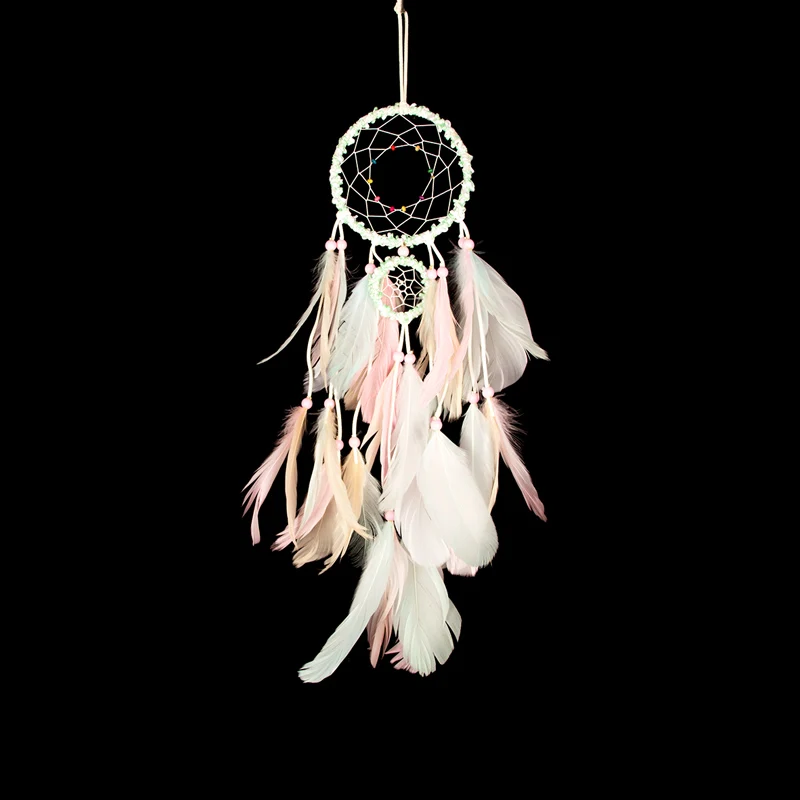 Custom Dream Catchers Unicorn Rain-bow Feather White Handmade Dream Catchers Wall Decor Bedroom Wall Hanging Decor Dreamcatcher