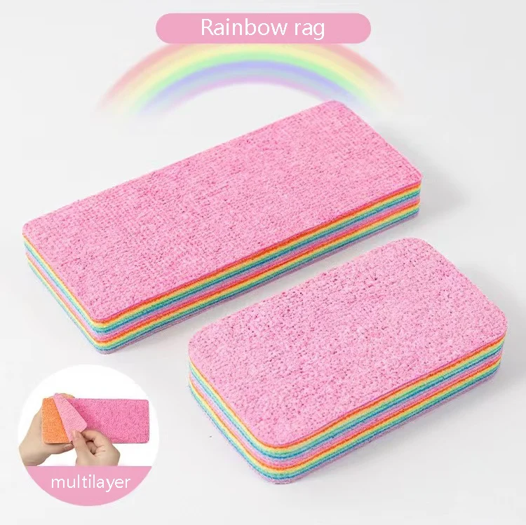 Kitchen Replaceable Rainbow Microfiber Cleaning Rug Multi-purpose Soft 12 Layers Rags Cloths dust remover bath pva magic sponge