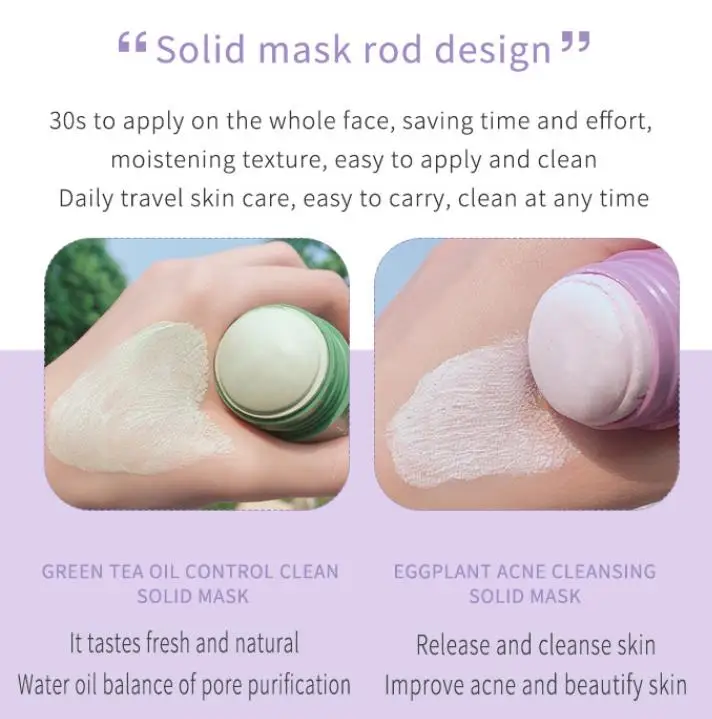 Clay Mask Stick Private Label Organic Face Stick Mask Green Tea Cleansing Facial Blackhead Remove Green Tea Mask Stick Mud
