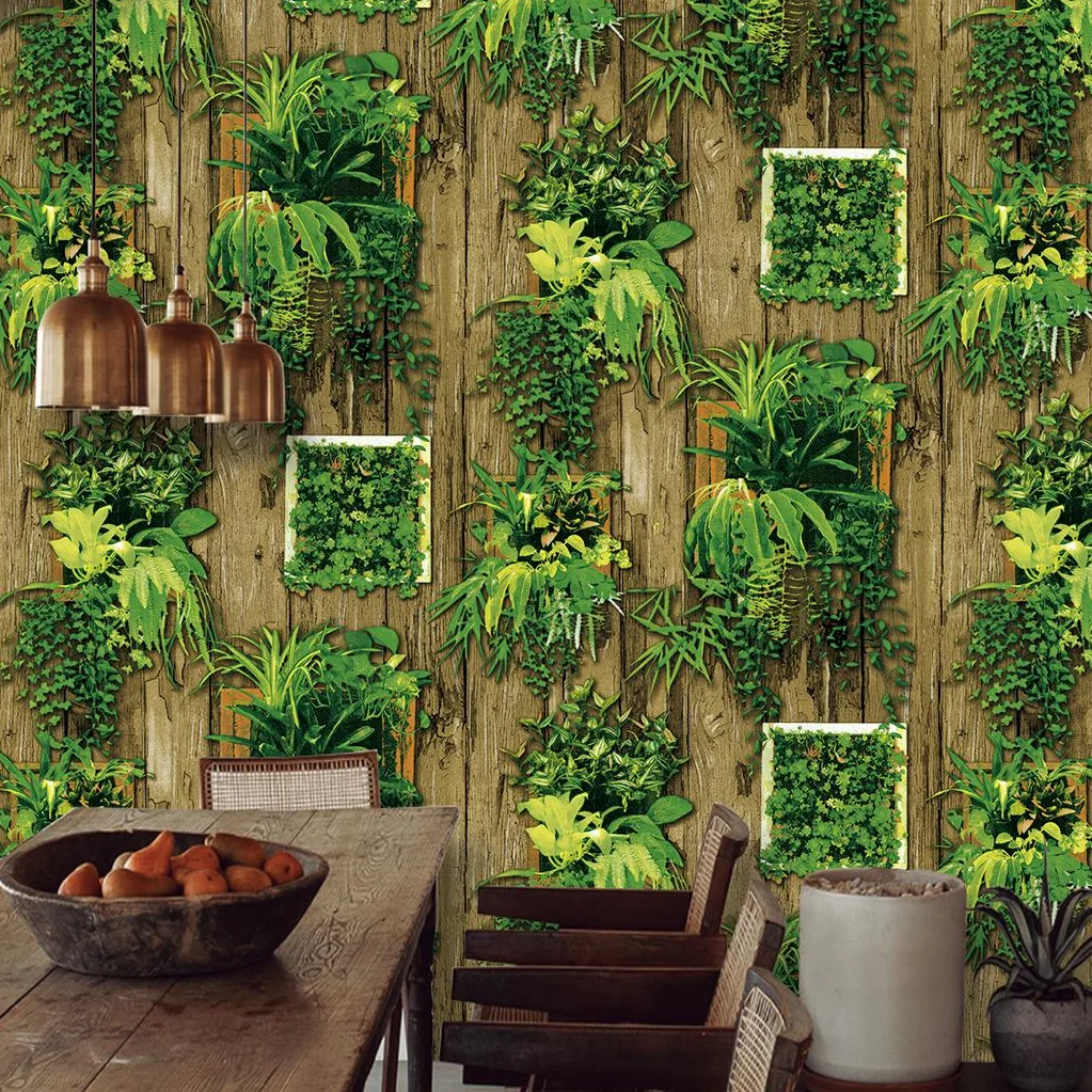3D Painting Nature Mural Wall Decoration Tropical Green Leaves Decoration Wallpaper