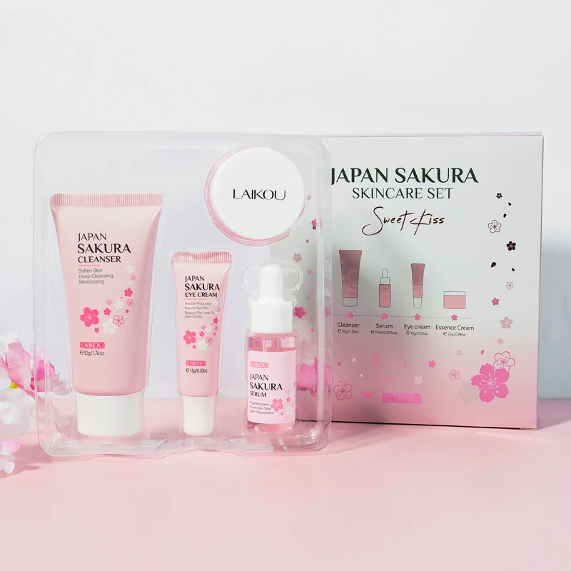 Natural Cherry Blossom Skin care Kit Moisturizing Whitening 4-Piece Combination Japan Sakura SkinCare Set