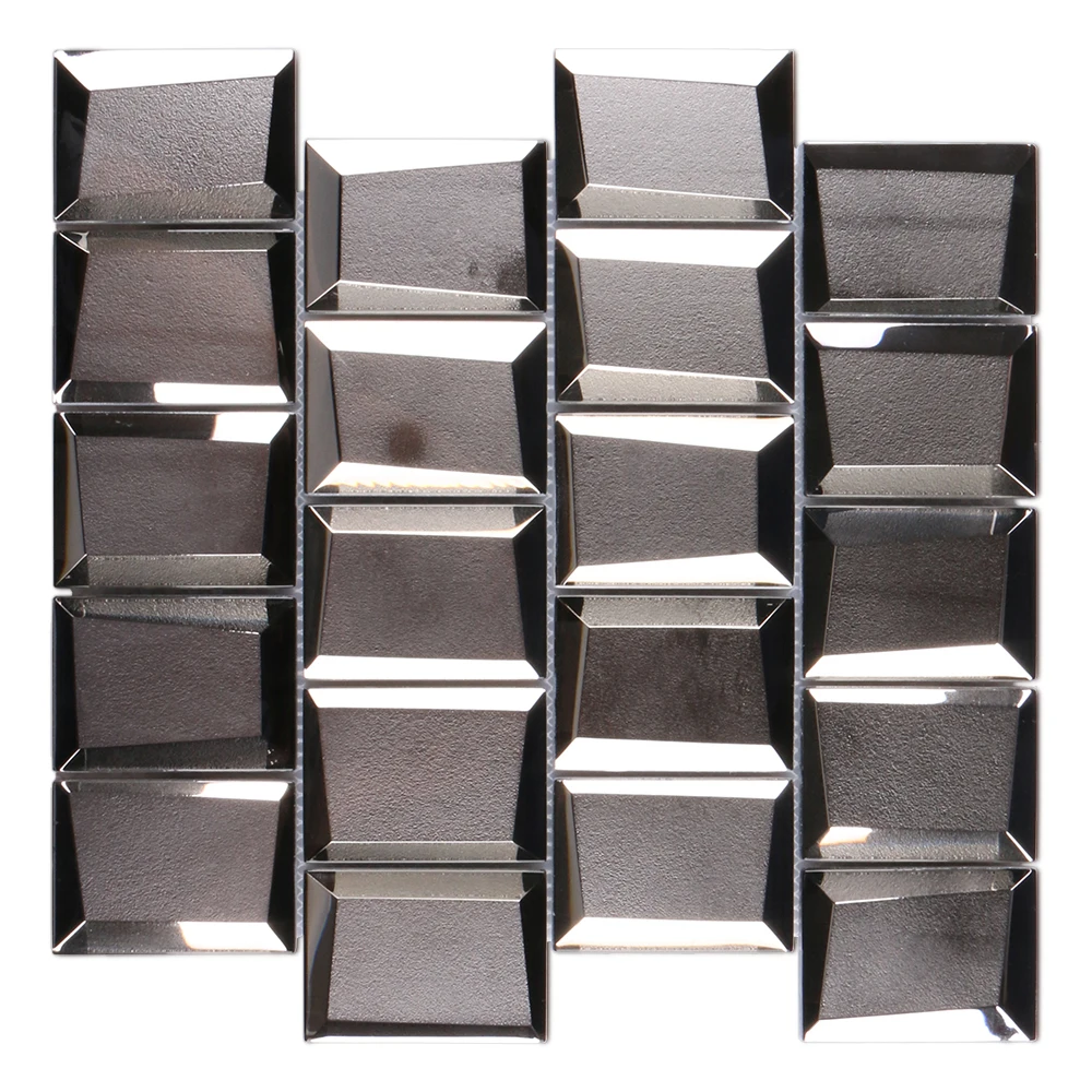 3D beveled edge antique glass mosaic tiles for wall decoration