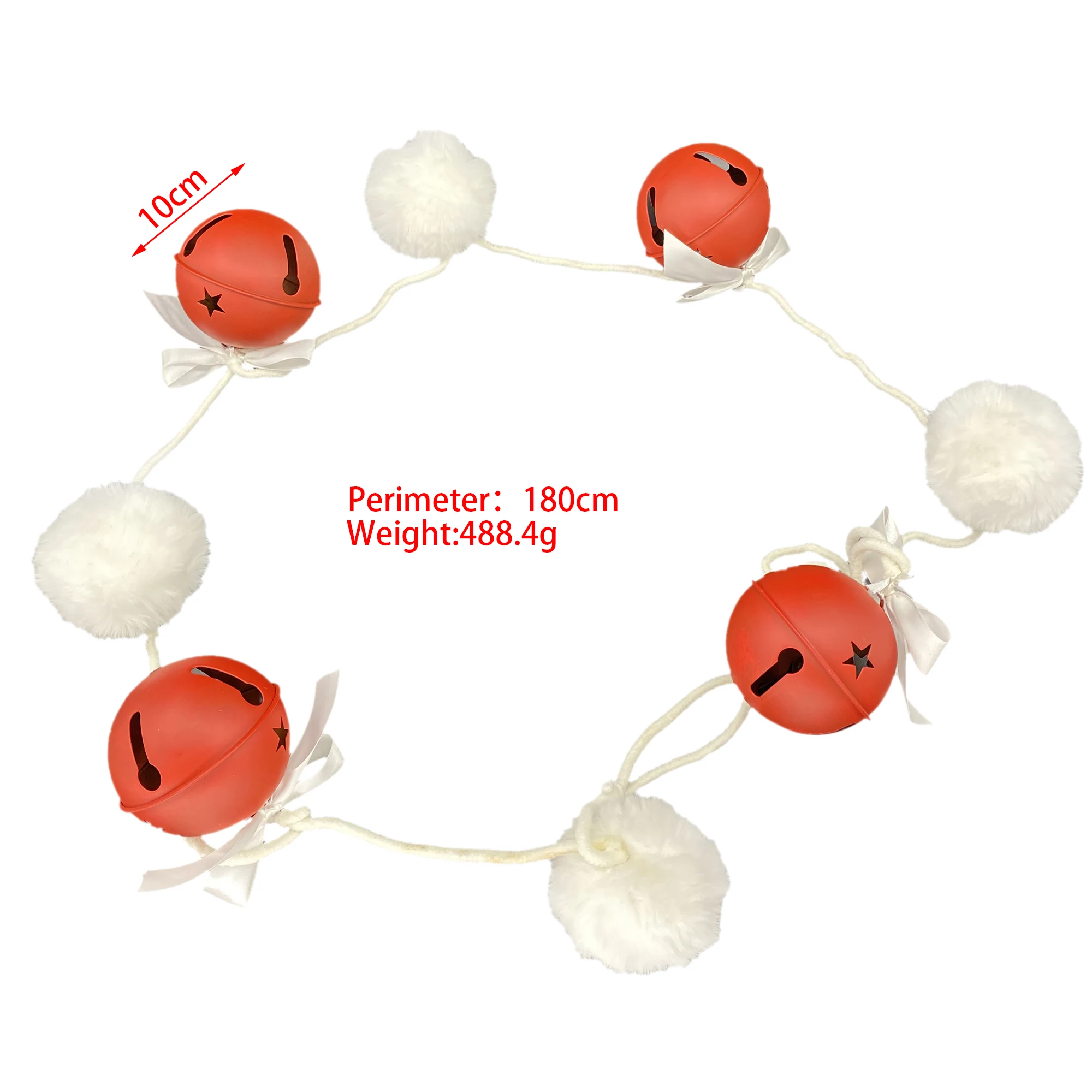 Festival Event Party Supplies 1.8m Metal Jingle Bells Pompom Garland Benner for Christmas Home Decoration