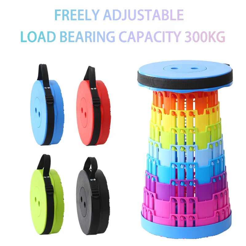 Upgraded Collapsible Stool Bench Adult Portable Retractable 600lbs Telescopic Foldable Camping Stool for Outdoor Fishing Hiking