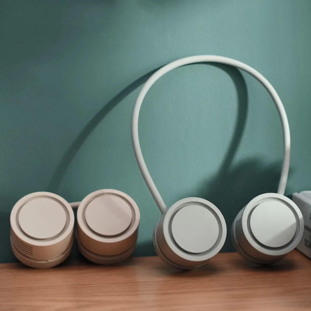 Leafless Mini USB Rechargeable Portable Cordless Neck Fan Air Cooler 3-speed Adjustable Outdoor Plastic Wearable Technology 5W