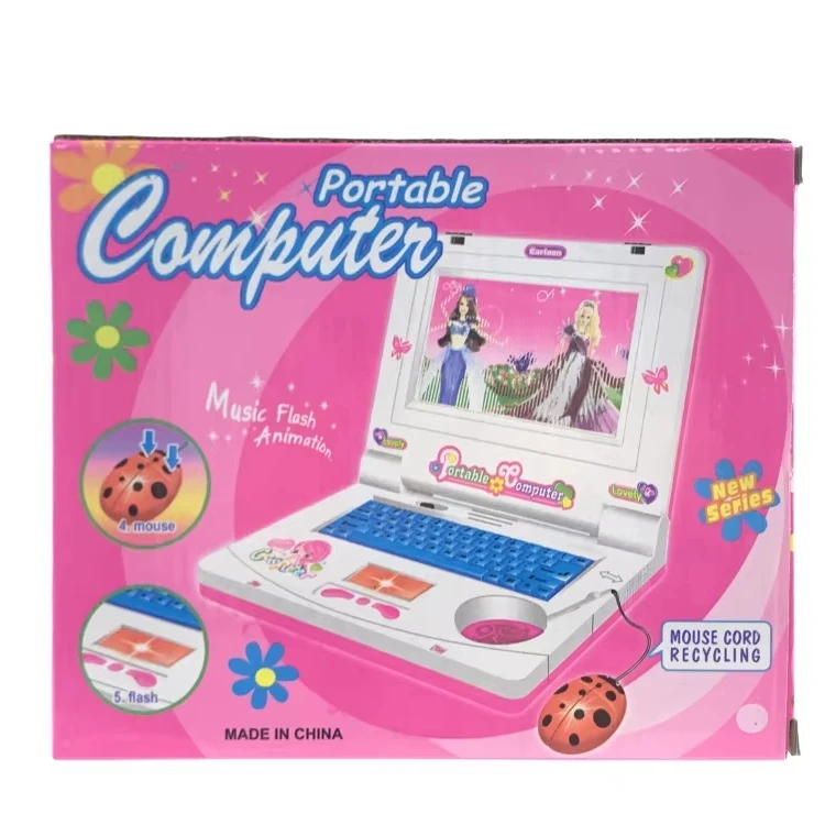 Красный цвет портативный анимированный мультфильм ноутбук (экран прокрутки) пластиковый для детей